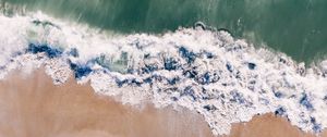 Preview wallpaper ocean, aerial view, surf, sand, wave