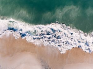 Preview wallpaper ocean, aerial view, surf, sand, wave