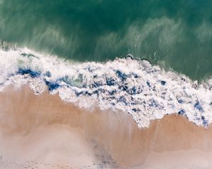 Preview wallpaper ocean, aerial view, surf, sand, wave