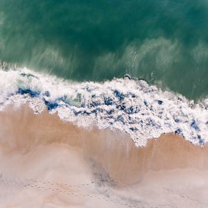 Preview wallpaper ocean, aerial view, surf, sand, wave