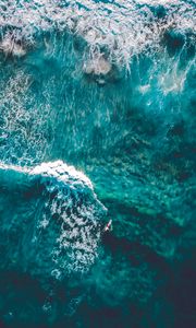 Preview wallpaper ocean, aerial view, surf, foam, water, waves