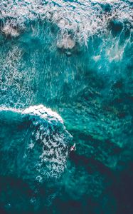 Preview wallpaper ocean, aerial view, surf, foam, water, waves