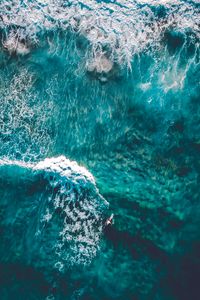 Preview wallpaper ocean, aerial view, surf, foam, water, waves