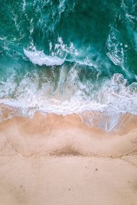 Preview wallpaper ocean, aerial view, surf, waves, foam, sand