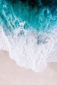 Preview wallpaper ocean, aerial view, surf, wave, foam, sand, shore