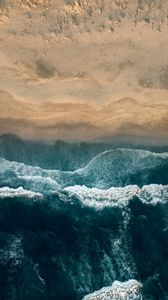 Preview wallpaper ocean, aerial view, surf, coast, water, waves, foam