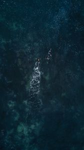 Preview wallpaper ocean, aerial view, swimmers, waves, water