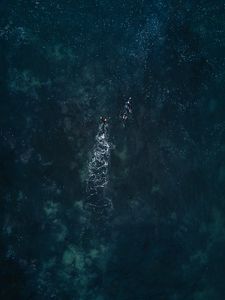 Preview wallpaper ocean, aerial view, swimmers, waves, water