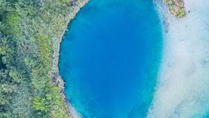 Preview wallpaper ocean, aerial view, trees, coast