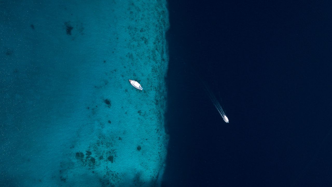 Wallpaper ocean, aerial view, water, boats