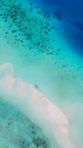 Preview wallpaper ocean, aerial view, water, tropics, sand, beach