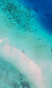 Preview wallpaper ocean, aerial view, water, tropics, sand, beach