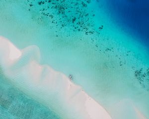 Preview wallpaper ocean, aerial view, water, tropics, sand, beach