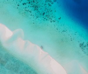 Preview wallpaper ocean, aerial view, water, tropics, sand, beach