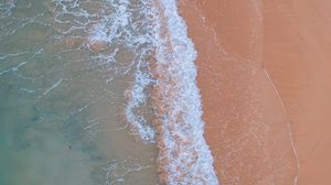 Preview wallpaper ocean, aerial view, water, sand, foam