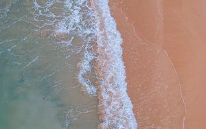 Preview wallpaper ocean, aerial view, water, sand, foam