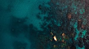 Preview wallpaper ocean, aerial view, water, ripples, stones
