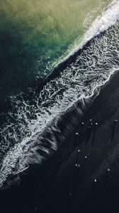 Preview wallpaper ocean, aerial view, wave, surf, shore, iceland