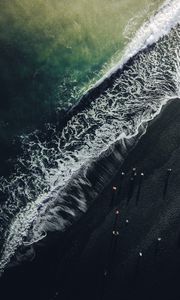 Preview wallpaper ocean, aerial view, wave, surf, shore, iceland