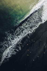 Preview wallpaper ocean, aerial view, wave, surf, shore, iceland