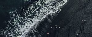 Preview wallpaper ocean, aerial view, wave, surf, shore, iceland