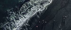 Preview wallpaper ocean, aerial view, wave, surf, shore, iceland