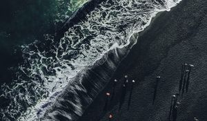 Preview wallpaper ocean, aerial view, wave, surf, shore, iceland