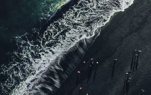 Preview wallpaper ocean, aerial view, wave, surf, shore, iceland