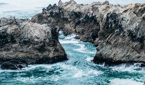 Preview wallpaper ocean, bay, shore, rocks, surf, bodega bay, california