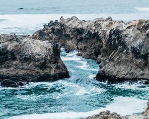 Preview wallpaper ocean, bay, shore, rocks, surf, bodega bay, california