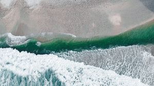 Preview wallpaper ocean, beach, aerial view, waves, water