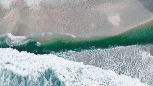 Preview wallpaper ocean, beach, aerial view, waves, water