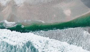 Preview wallpaper ocean, beach, aerial view, waves, water