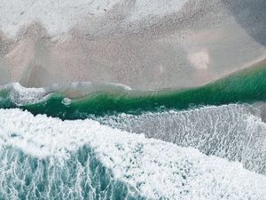 Preview wallpaper ocean, beach, aerial view, waves, water