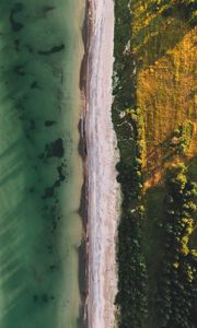 Preview wallpaper ocean, beach, aerial view, water, sand, trees