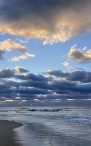 Preview wallpaper ocean, beach, clouds, shore, nature