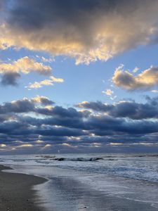 Preview wallpaper ocean, beach, clouds, shore, nature