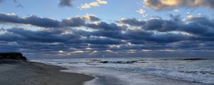 Preview wallpaper ocean, beach, clouds, shore, nature