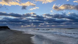 Preview wallpaper ocean, beach, clouds, shore, nature