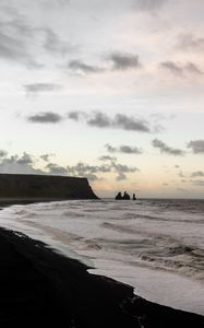 Preview wallpaper ocean, beach, coast, black sand, iceland