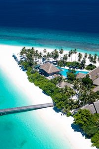 Preview wallpaper ocean, beach, island, maldives, palm, houses