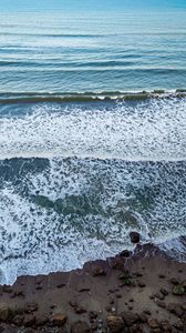 Preview wallpaper ocean, beach, waves, sand, stones