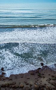 Preview wallpaper ocean, beach, waves, sand, stones