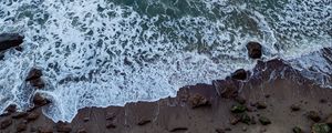 Preview wallpaper ocean, beach, waves, sand, stones