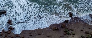 Preview wallpaper ocean, beach, waves, sand, stones