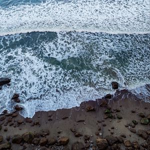 Preview wallpaper ocean, beach, waves, sand, stones