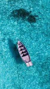 Preview wallpaper ocean, boat, aerial view, water, tropics, summer