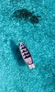 Preview wallpaper ocean, boat, aerial view, water, tropics, summer