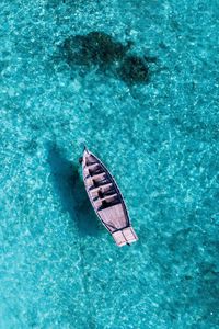 Preview wallpaper ocean, boat, aerial view, water, tropics, summer