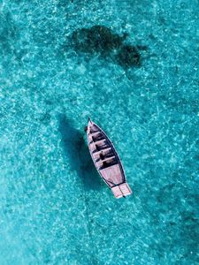 Preview wallpaper ocean, boat, aerial view, water, tropics, summer